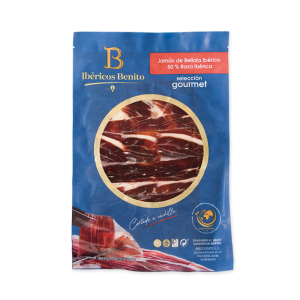 Caja 25 unidades Jamón de Bellota Ibérico 50% R.I. Loncheado a cuchillo
