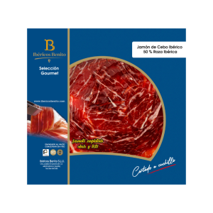 Caja 12 sobres Jamón de Cebo Ibérico 50% R.I. Loncheado a cuchillo