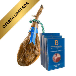 Oferta Jamón de Cebo 50% Ibérico + 15 Sobres de Loncheado Ibérico | Pack Ahorro Gourmet